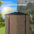 thumbnail image 4 of Storage Shed, Lofka 6x4 Ft Sheds & Outdoor Storage, Lockable Metal Garden Shed, Tool Shed Tiny House Vertical Outside Storage Building for Backyard, Lawn, Patio, Bike, Brown, 4 of 9