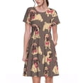 thumbnail image 1 of Disketp Cut Pug para Vestido de Manga Corta para Mujeres, Vestidos de Verano para Mujeres, Casual y Holgado para la Playa, 1 of 6