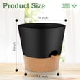 thumbnail image 4 of 10-Inch Plant Pots, Self-Watering Planters with Drainage Holes & Saucers for Indoor and Outdoor Plants (2-Pack, Black), 4 of 5