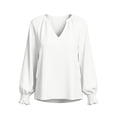 thumbnail image 5 of Hurxie Blouses for Women Dressy Casual Flowy Boho Tops V Neck Long Sleeve Shirts Spring Outfits White,XL, 5 of 6