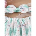 thumbnail image 5 of Musuos Baby Girls Rompers Dress Rabbit Print Short Sleeve Boat Neck Ruched Skirt Hem Infant Bodysuits Easter Clothes with Headband, 5 of 10