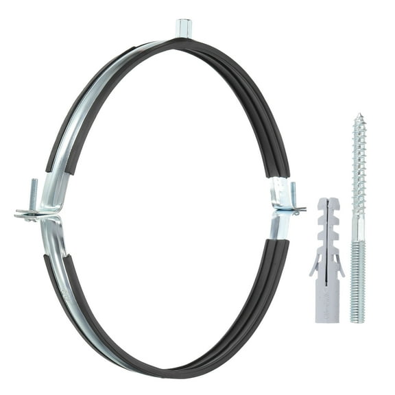 Uxcell 12.2-12.6inch Heavy Duty Adjustable Split Ring Pipe Hanger, Silver/Black