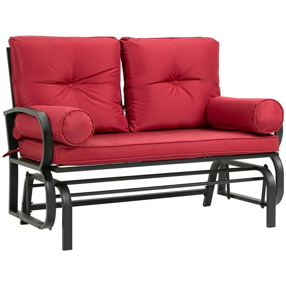 GVN Patio Rocking Lounge Chair, Patio Glider Chair,Swing Glider Rocking Chair, 2 Person Loveseat with Cushions, Pillow Armrests, Khaki