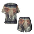 thumbnail image 6 of Wukai Elephant in Smoke Women's Pajama Set,Short-Sleeve Top and Shorts with Elastic Waistband and Pockets for Loungewear, Yoga, and Casual Wear-4X-Large, 6 of 8