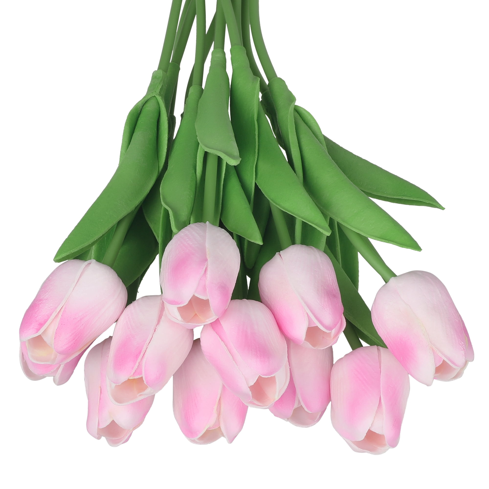 Unique Bargains Artificial Tulip Fake Flowers 12pcs Bouquets for Home Wedding Decor Pink
