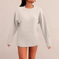 thumbnail image 5 of ManxiVoo Women's Round Neck Knit Sweater with Floral Crochet Design Vintage Style Pullover Top L Size Beige, 5 of 9