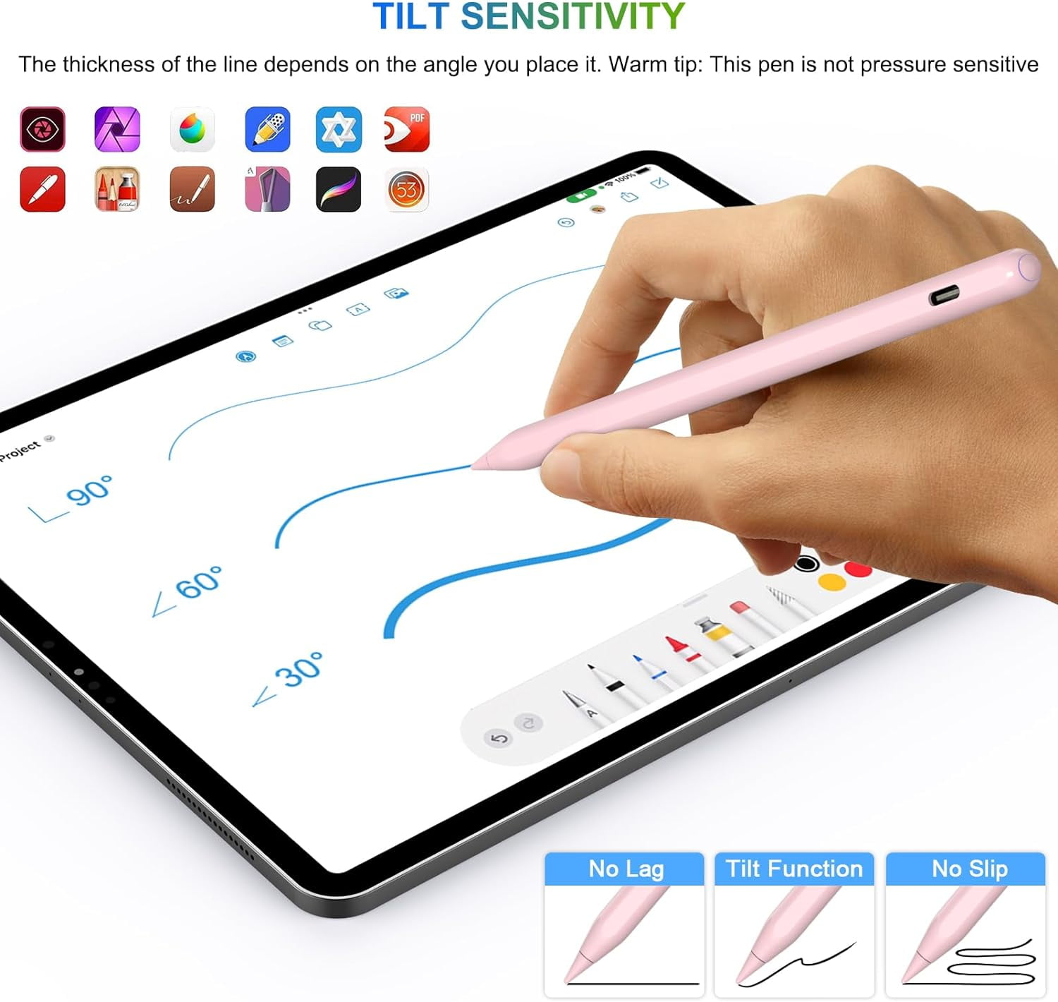 Pencil 2nd Generation for iPad: Magnetic Wireless Charging (Air 4/5, Mini 6, Pro 11/12.9)   USB-C Fast Charge - Palm Rejection Stylus for iPad 6-11, Pro 11/12.9 M4 M5, Air 3-5/M2/M3, Mini 5/6