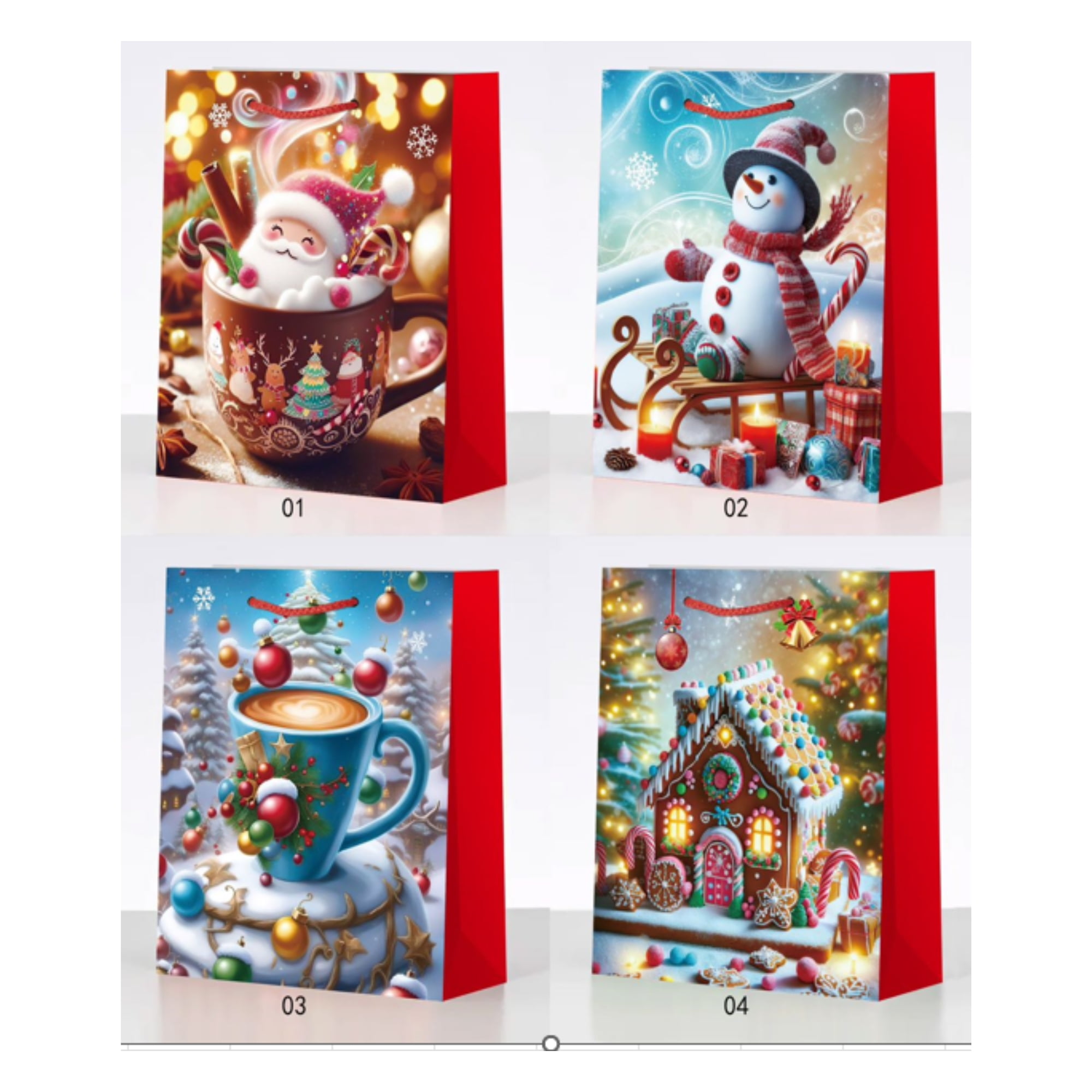 Sacs-Cadeaux De Noël (Assortiment) (Très Grand) - Lot De 12