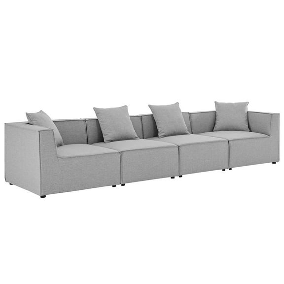 Modway Saybrook Outdoor Patio Upholstered 4-Piece Sectional Sofa in Gray