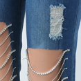 thumbnail image 3 of Gibobby Jeans dama cintura alta Pantalones vaqueros de pierna ancha para mujer, pantalones holgados con parte inferior de campana y cintura elástica de cintura alta(Azul oscuro,M), 3 of 5