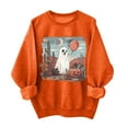 thumbnail image 2 of Inverlee Womens Halloween Sweatshirts Funny Pumpkin Ghost Graphic T-shirt Going Out Round Neck Sweatshirt Long Sleeve Holiday Pullover Tops Halloween Costumes, 2 of 4