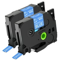 NineLeaf 2 Pack Compatible for Brother P-touch TZe-535 TZe535 TZ-535 TZ535 12mm 1/2'' White on Blue Laminated TZe TZ Label Tape 0.47" x 26.2ft