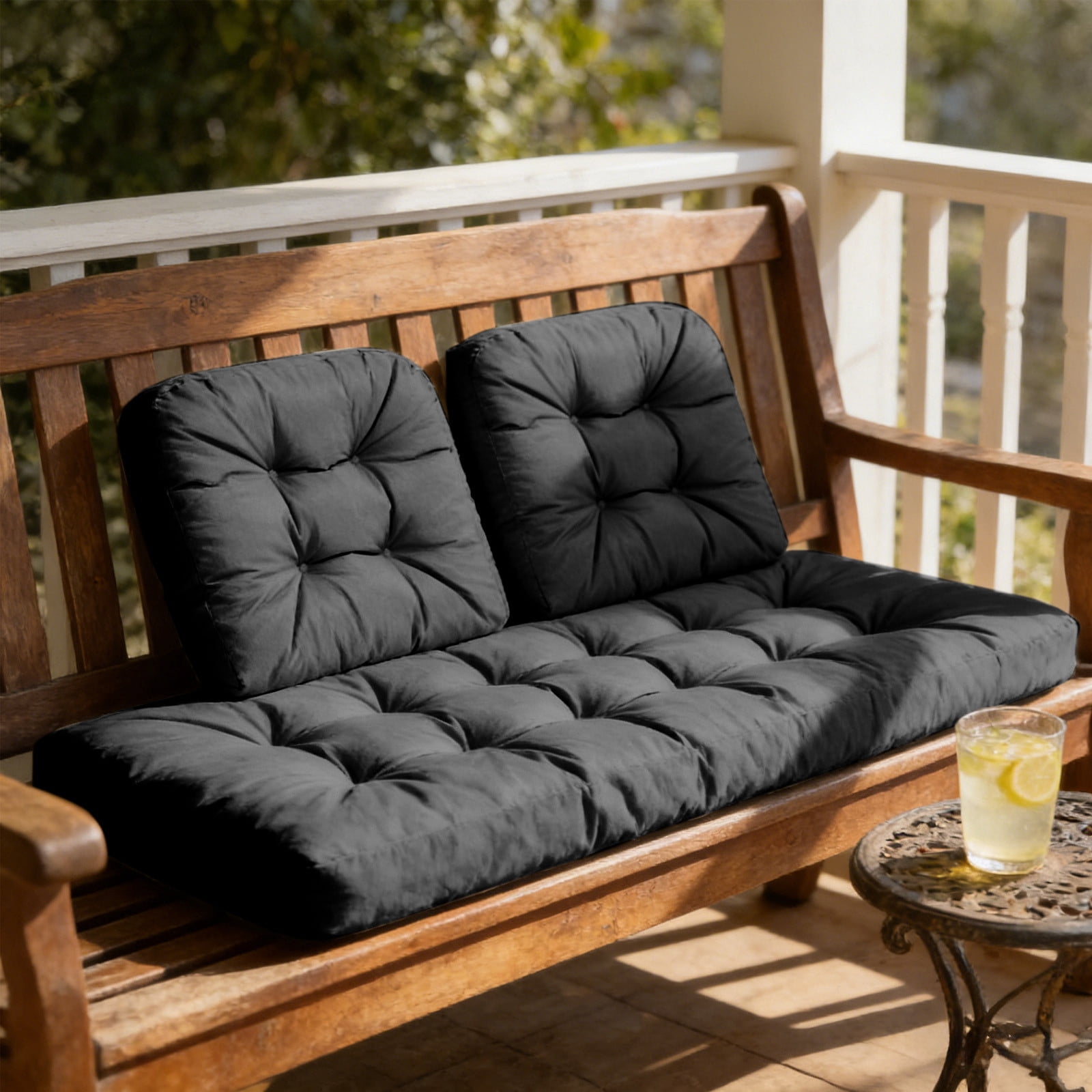 Kdkad Indoor Outdoor Bench Cushion Set with Backrest, 43.3×18.9 Inch Thick Seat Cushions for Patio Garden Bench, Rattan Wicker Chair Pads, Soft Polyester Bench Pad for Porch Balcony Window Seat