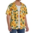 thumbnail image 2 of Pofeuu Green Leaf Sunflower Print Mens Casual Short Sleeve Shirts Beach Summer Spread Collar Pocket Tops Men's Casual Short-sleeved Shirt-Medium, 2 of 5