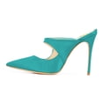 thumbnail image 2 of YDN Women Graceful Pointy Closed Toe Stiletto High Heel Mules Slip On Backless Pumps Clogs Slide Sandals Shoes Size 6 Turquoise, 2 of 4