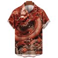 thumbnail image 3 of Camisa hawaiana con estampado 3D de dragón oriental chino para hombre, camisetas casuales de manga corta de verano, camisetas holgadas de gran tamaño, 3 of 5