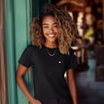 thumbnail image 3 of Dalix Lil Heart Cropped Tee Lightweight High Waisted Short Sleeve Summer Shirt Womens in Black S Small, 3 of 5