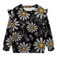 thumbnail image 5 of Xoenoiee Daisy Flower Print Baby Girl Winter Clothes Cute Ruffle Sweater Toddler Kids Sweatshirts Round Neck Pullover Long Sleeve Newborn Sweaters, Size 7-8 Years, 5 of 7