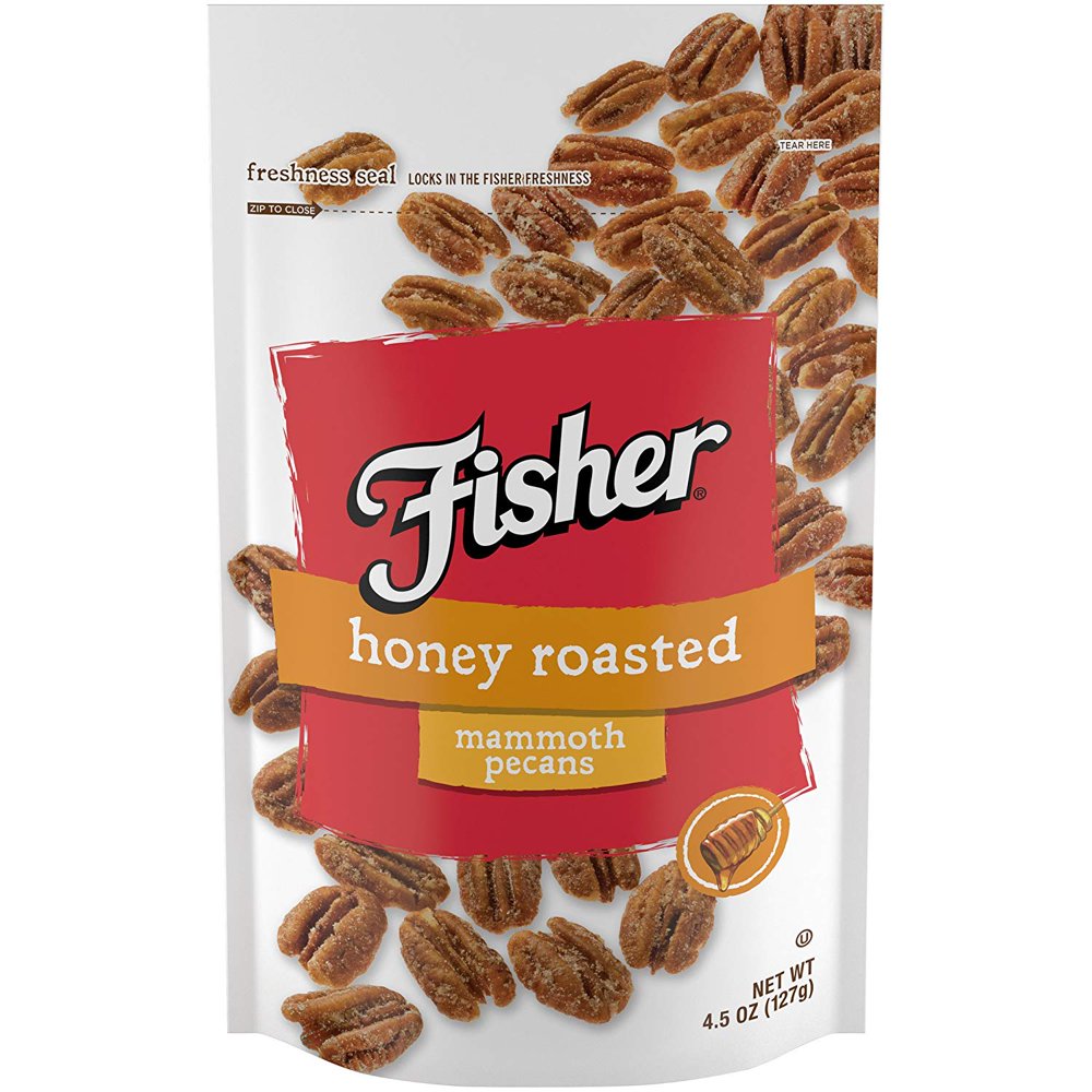 FISHER Snack Honey Roasted Pecans, StandUp Bag, 4.5 oz