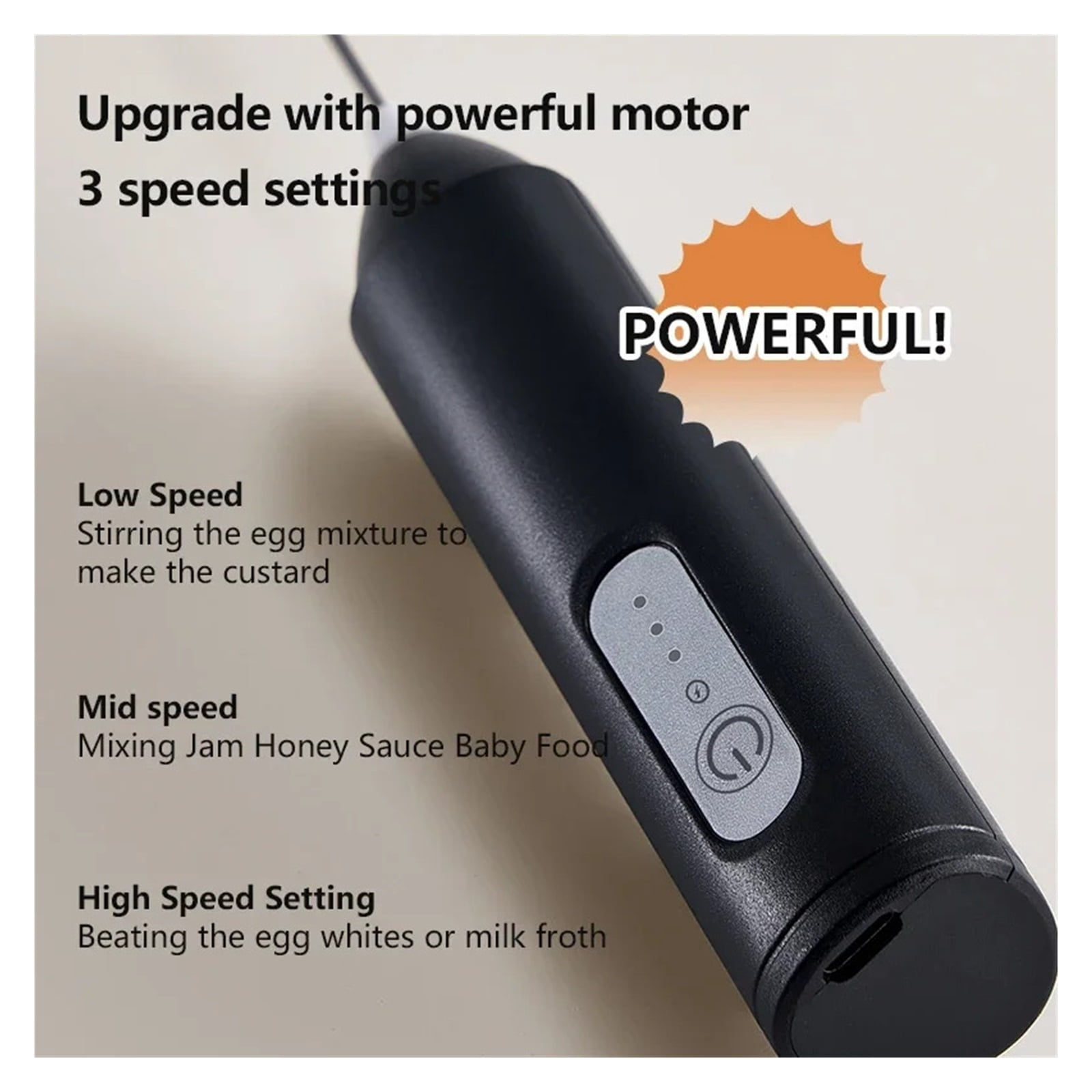 Wireless Electric Milk Frother USB Rechargeable 3 Speed Handheld Milk Foamer Mini Blender for Coffee