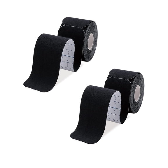 2 Rolls Pack Kinesiology Tape, Athletic Kinesiology Tape for Muscle & Joints Physical Therapy Tape for Knee, Ankle, Shoulder, Back, Plantar Fasciitis, Latex Free and Water Resistant, Black