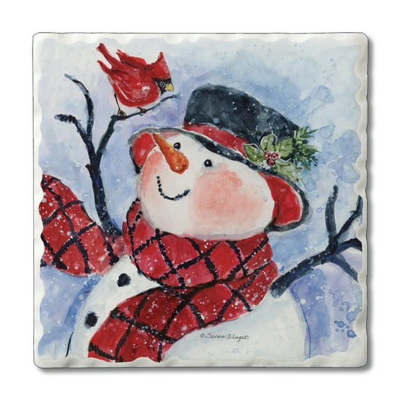Thirstystone "Snowman In Scarf" Single Tumbled Tile Coaster