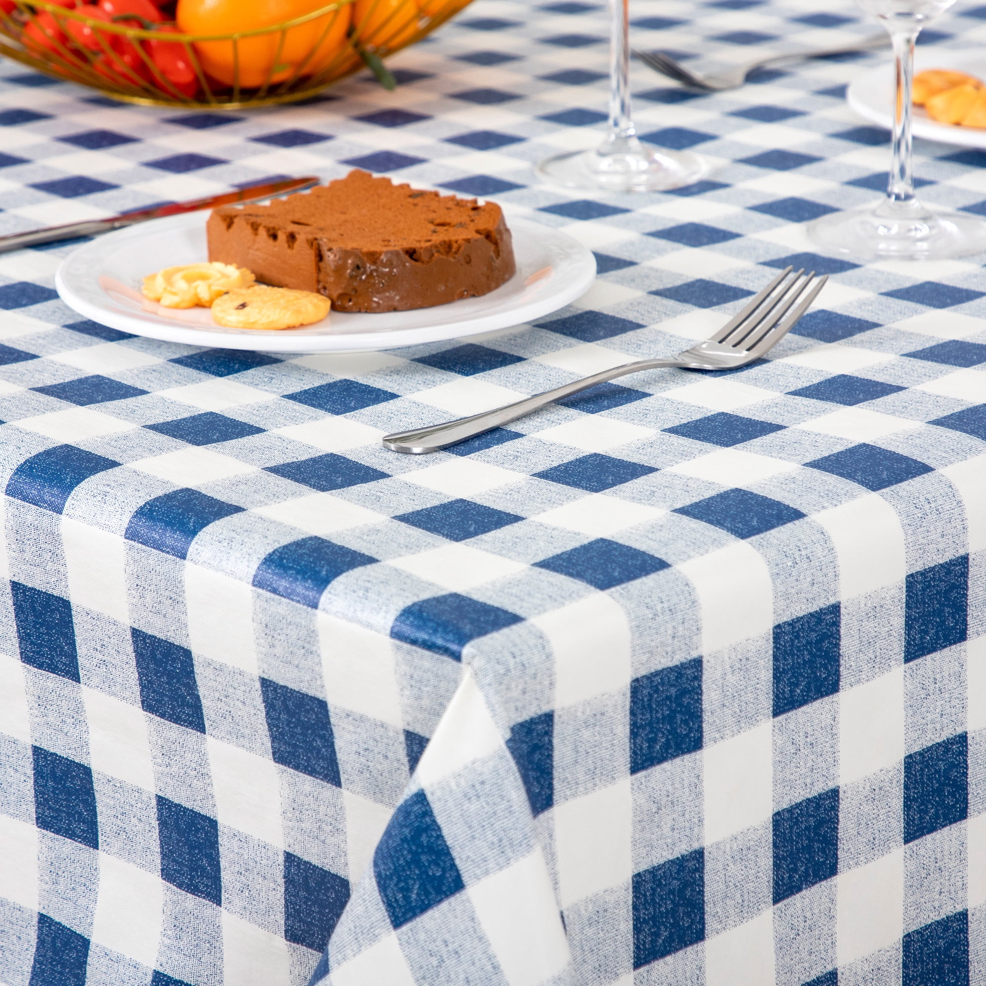 Buffalo Plaid Tablecloth 52x70 inch Plastic Checkered Vinyl Tablecloth with Flannel Backing Party Table Cloth 100% Oilcloth Waterproof Tablecloth
