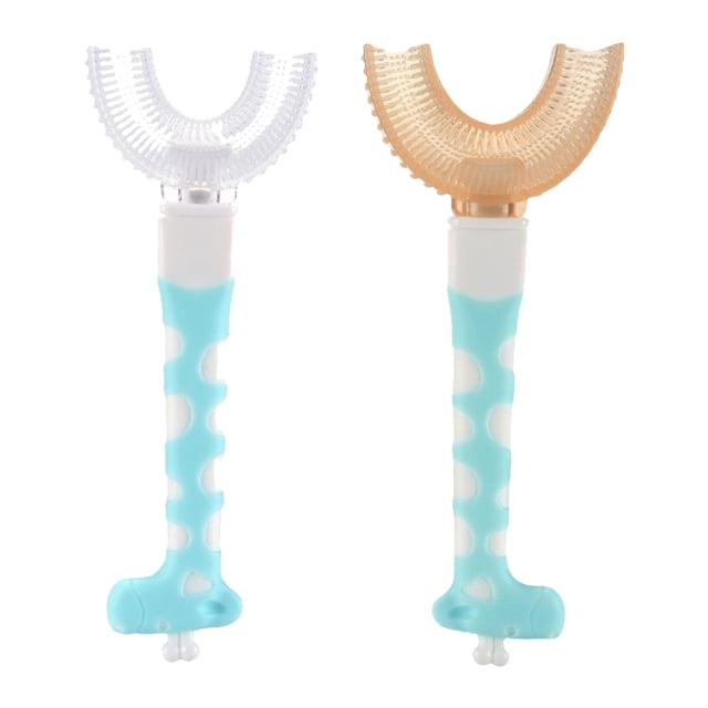 Cepillo de dientes en forma de U para niños: el cabezal redondo de silicona hace que el cepillado sea fácil y divertido