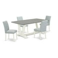 thumbnail image 6 of East West Furniture 5-Pc Modern Dining Table Set Includes 4 Mid Century Dining Chairs with Upholstered Seat and High Back and a Rectangular Breakfast Table - Linen White Finish, 6 of 10