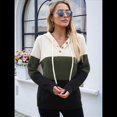 thumbnail image 4 of Sudadera de Lana Extragrande con Capucha y Colores Contrastantes para Mujer, de Punto, con Cuello en V, Informal, con Bolsillos y Verde M, 4 of 9