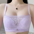 thumbnail image 3 of Bigersell T-Shirt Bras for Women Mesh Lace Wireless Bra Ladies V-Neck Push up Padded Bras No Underwire Hook and Eye Closure Comfort Soft Bra S-7-Purple 80, 3 of 4
