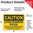 thumbnail image 2 of Clothing Contaminated With Lead Do Not OSHA Caution Vinyl Decal Label 7 Inch x 5 Inch - 10 Pack, 2 of 6