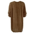 thumbnail image 4 of Chandail d'Hiver pour Femmes Tricoté Col Roulé Chaud Manches Longues avec Poche Mini Robe Chandail, 4 of 7