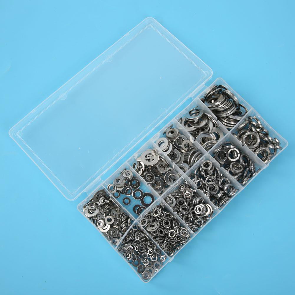 790Pcs Washer Stainless Steel Round Flat/Spring Washer Assortment Kit 