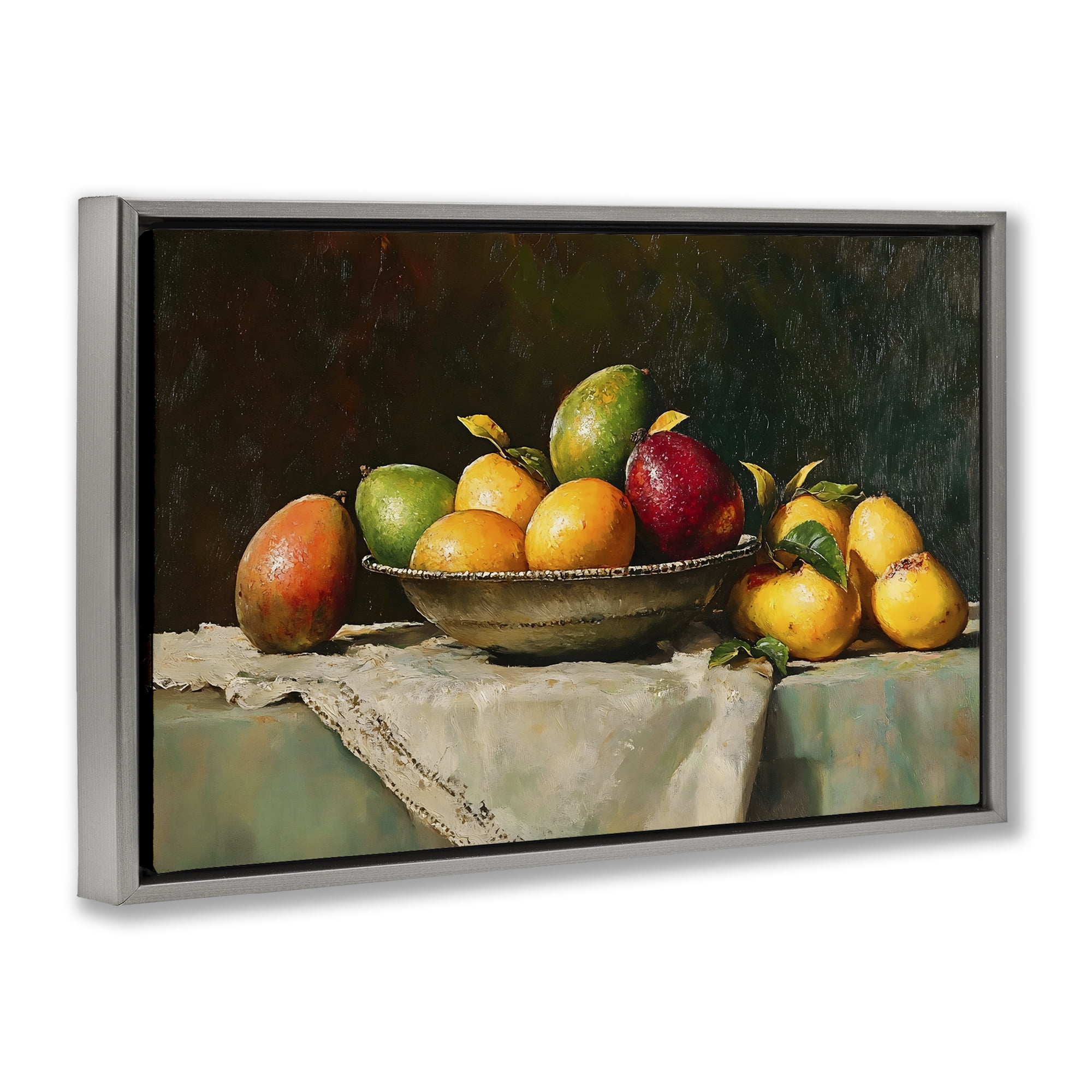 Stupell Industries Fancy Table Fruit Arrangement Gray Framed Floater Canvas Wall Art, design by Creative Studio