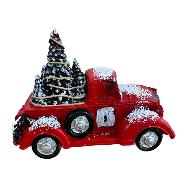 Estatua de de Navidad con forma de camión, decoración navideña, colección de resina, escultura, adorno de mesa para estante, escritorio,