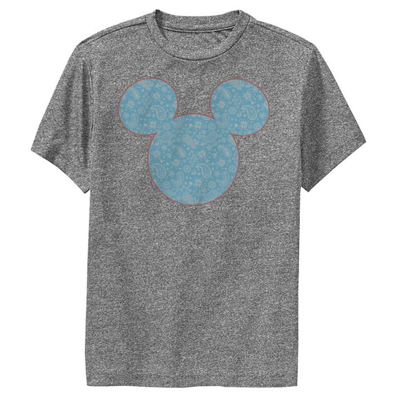 Boy's Mickey & Friends Mickey and Friends Paisley Silhouette Performance Graphic Tee Charcoal Heather Large