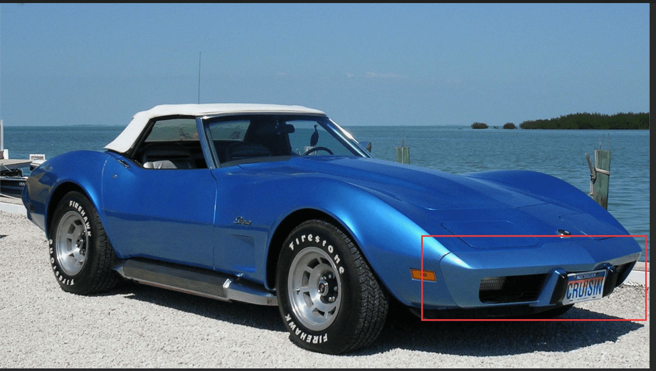 Kojem Front Bumper Fit for 1975-1979 Chevrolet Corvette, Painted Fiberglass, 1976 1977 1978