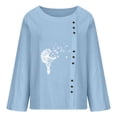 thumbnail image 4 of Blusa de manga larga con estampado de cuello redondo informal para mujer a la moda, Tops con botones de otoño Fridja  bvmnju476, 4 of 8