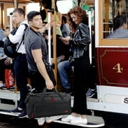 24 Inch 55 Liter Weekender Overnight Duffel Shoulder Bag for Men, Women, Teens, Gym, Travel, Sports and Recreation in Black with Red Accents