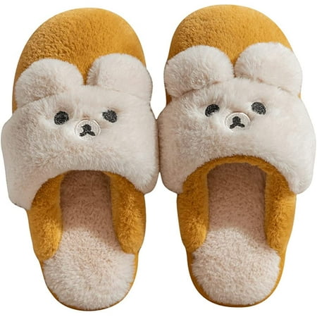 

Homgreen Womens Slippers Cute Animal Bunny Faux Fur Fluffy Winter Slip-On House Slippers Warm Plush Fuzzy Anti-Skid Indoor Outdoor Shoes