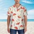 thumbnail image 2 of Pofeuu Cartoon Flat Mushrooms Print Hawaiian Shirt for Men Sleeves Casual Button Down Summer Beach Dress Shirts T-Shirts,Small, 2 of 7