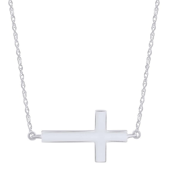 AFFY Sideways Cross Fashion Chocker Necklace for Women 14k White Gold over Sterling Silver