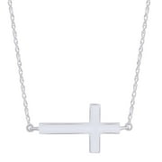 Sideways Cross Fashion Chocker Necklace For Women In 14k White Gold Over Sterling Silver