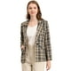 thumbnail image 1 of Blazers para mujer Chaqueta tipo blazer a cuadros con solapa con muesca Boyfriend Marrón negro M, 1 of 6