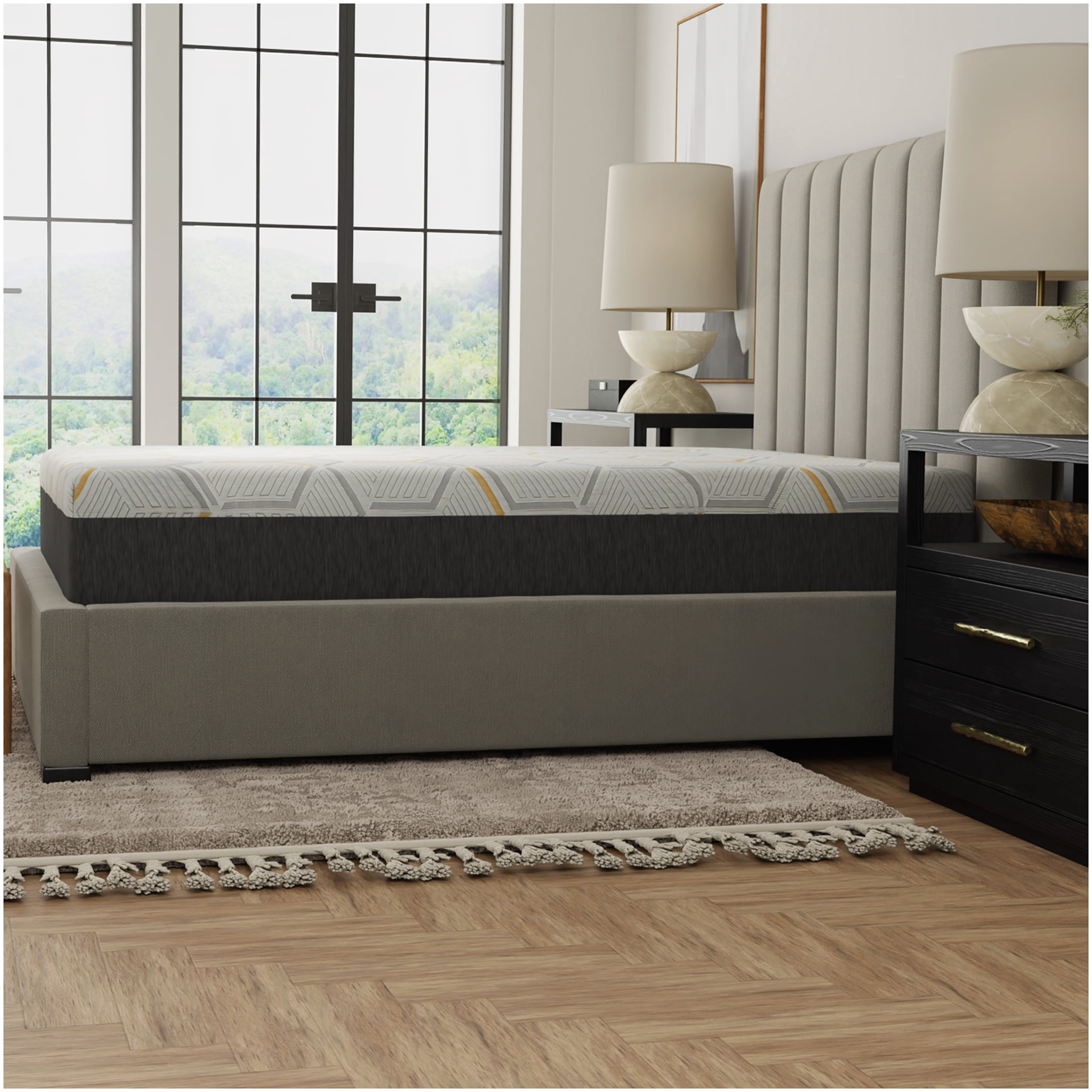 CHAMPFLAG California King Size Cooling Gel Memory Foam Mattress, 12 Inch Profile with Reinforced Edges, AirGrid Breathable Base, Motion Isolation, CertiPUR-US Certified, Easy Setup