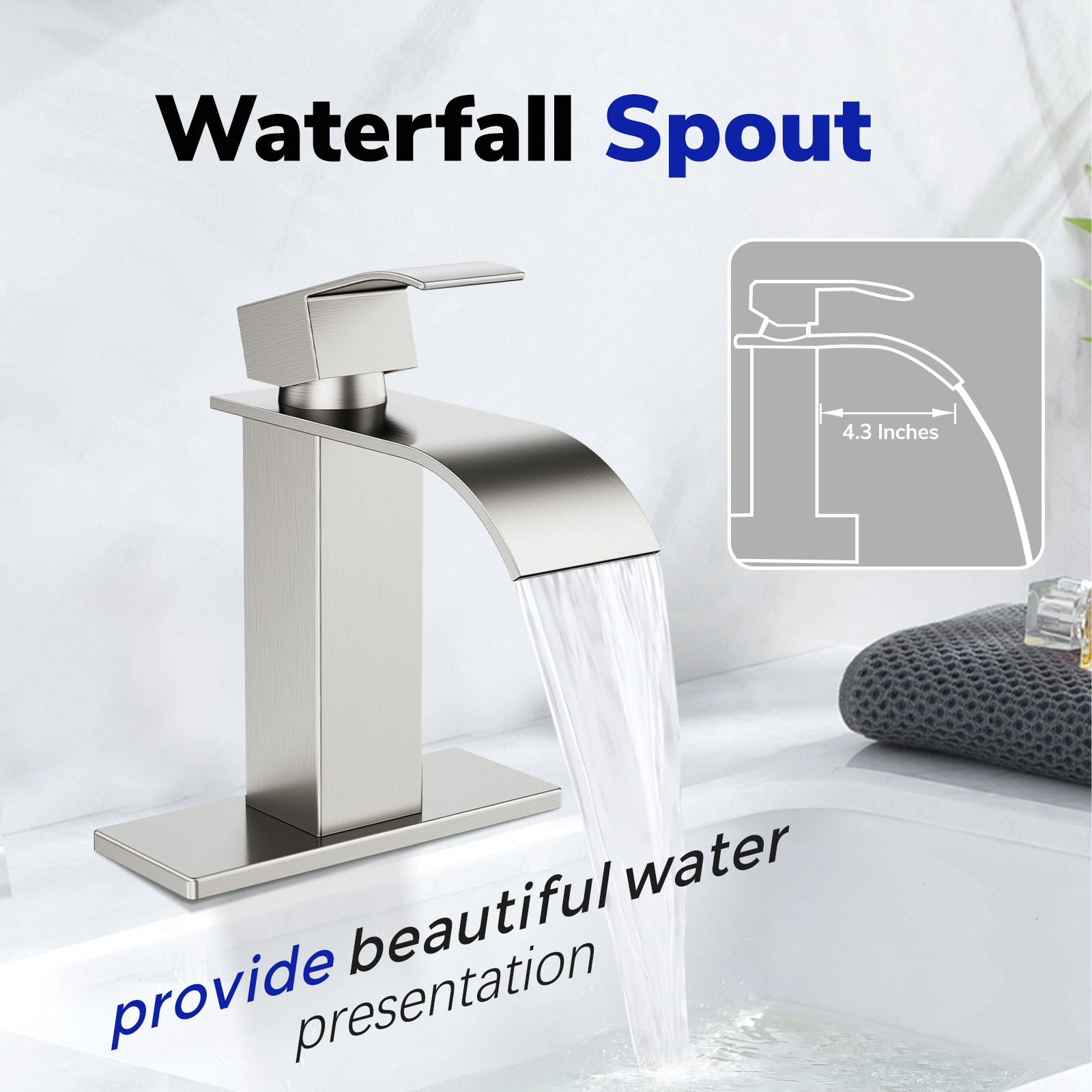 KINGTACK Bathroom Faucets, Brushed Nickel Bathroom Sink Faucet for 1 or 3 Hole, Faucet for Bathroom Sink with Deck, Pop-up Drain and Supply Hoses