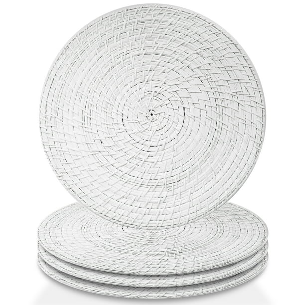 Better Homes & Gardens White Round Rattan Chargers Set of 4 Walmart