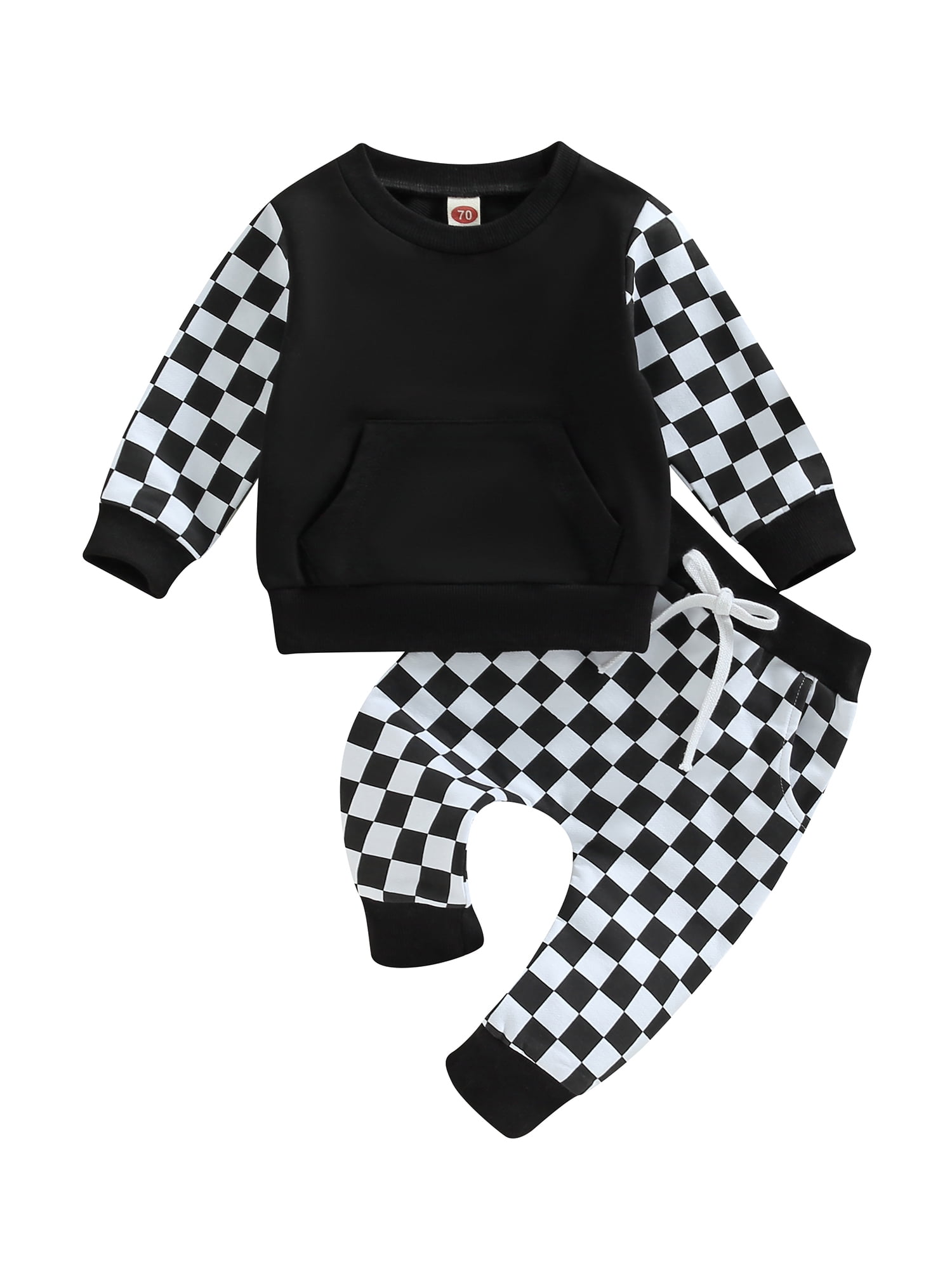 woshilaocai Baby Boy Girl Checkered Plaid Outfits