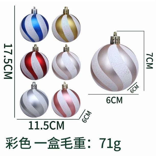 6PCS Christmas Balls Ornaments For Xmas Tree Shatterproof Plastic Painting Glittering Hanging Ball Baubles Decorations For Christmas Tree Holiday Wedding